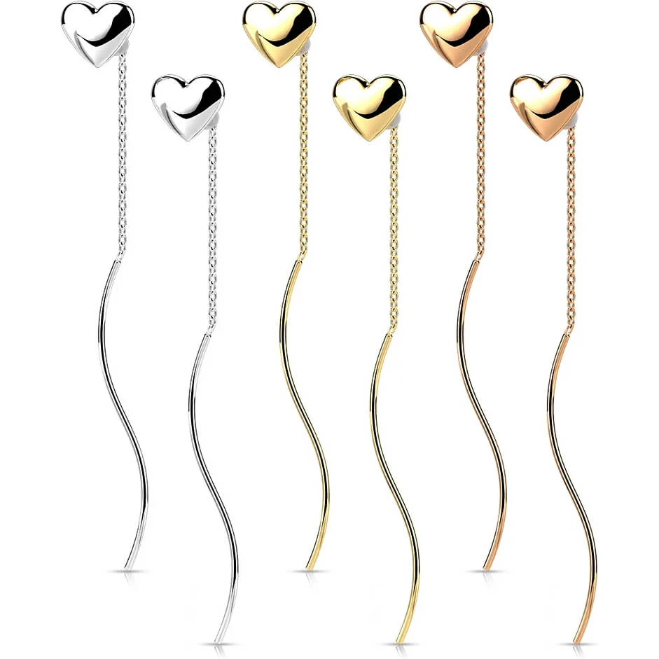 Bouton d'Oreille Pendentif Cœur Chaîne - Image 3