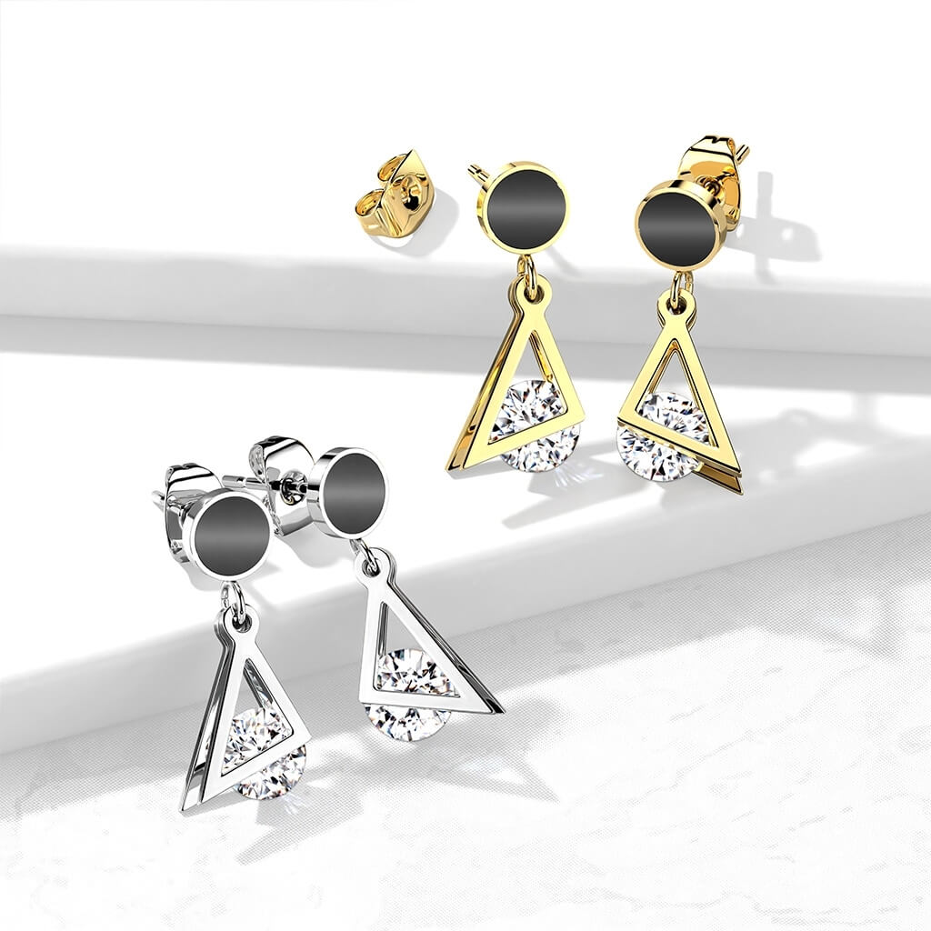 Bouton d'Oreille Pendentif Triangle Zircone - Image 5