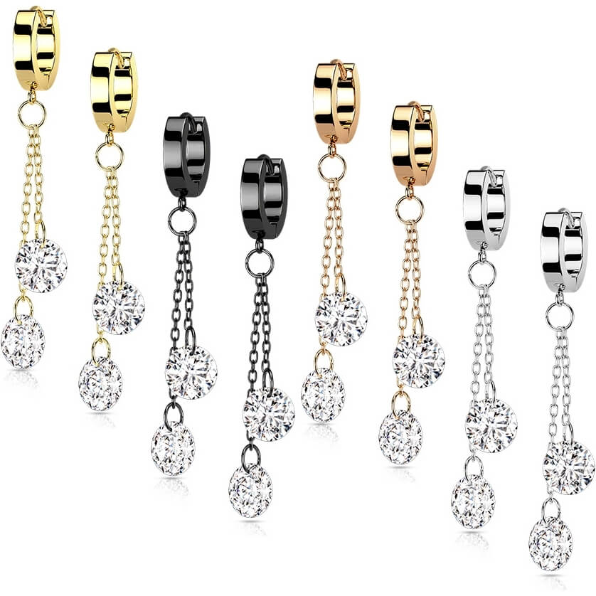 Boucle d'Oreille Pendentif Zircone Ronde Cliqueur - Image 3