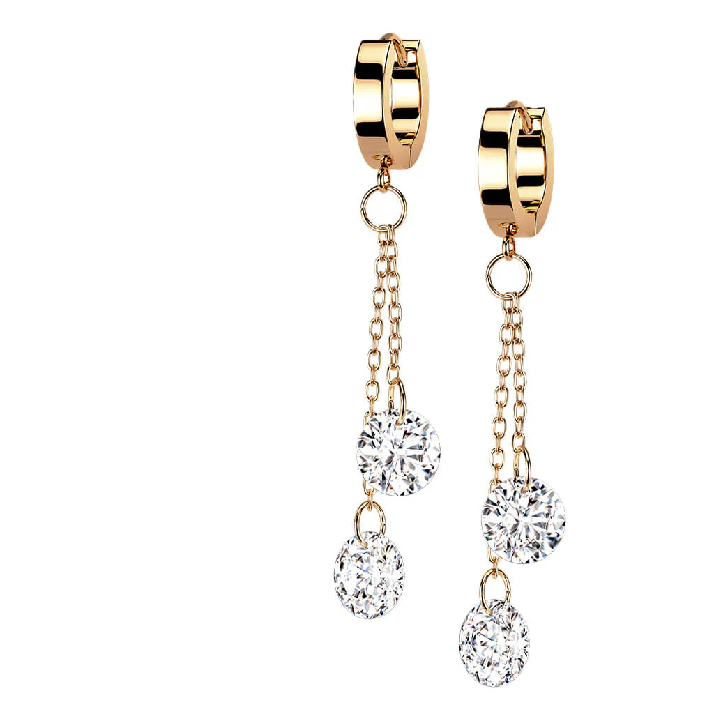 Boucle d'Oreille Pendentif Zircone Ronde Cliqueur - Image 7