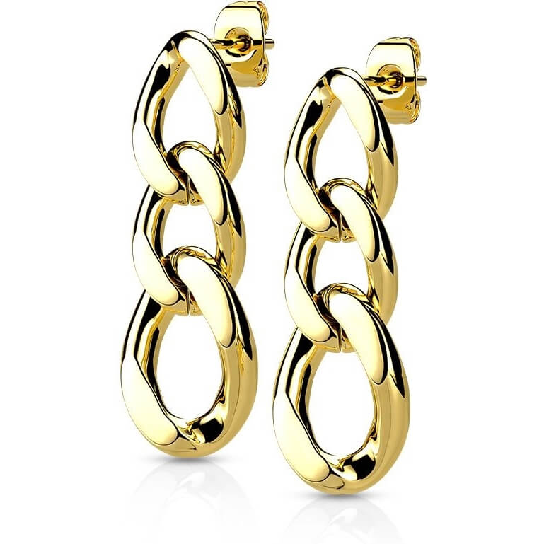 Bouton d'Oreille 316L Clous d'Oreille Pendentif Maillon de Chaîne 1 Paire