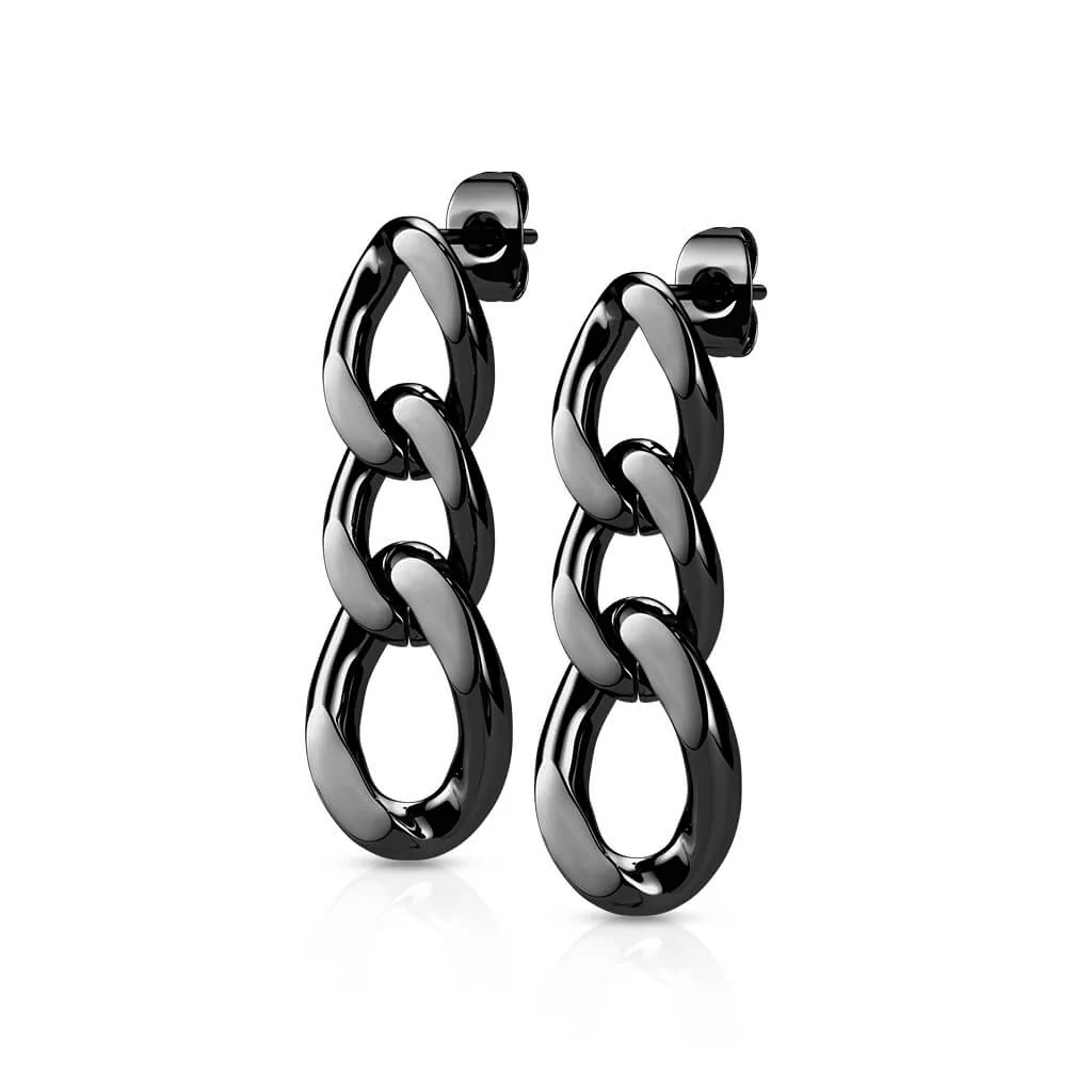 Bouton d'Oreille 316L Clous d'Oreille Pendentif Maillon de Chaîne 1 Paire - Image 6