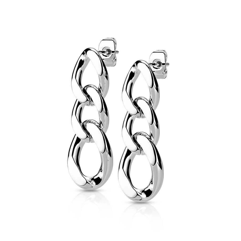 Bouton d'Oreille 316L Clous d'Oreille Pendentif Maillon de Chaîne 1 Paire - Image 8