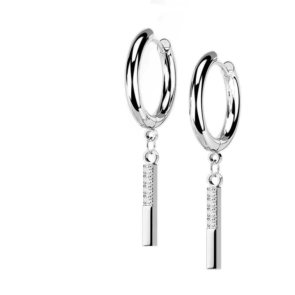 Boucle d'Oreille Pendentif Tige Zircone Cliqueur - Image 8