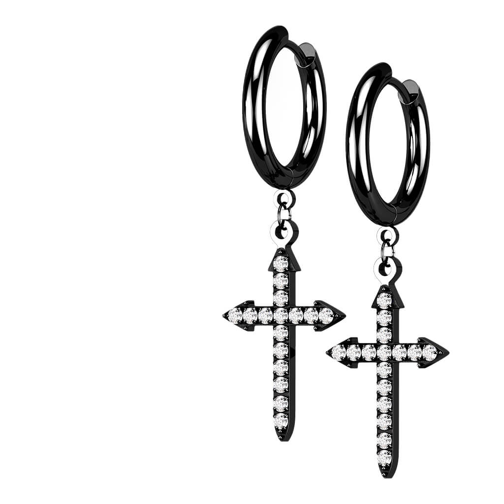Bouton d'Oreille Pendentif Croix Zircone - Image 6