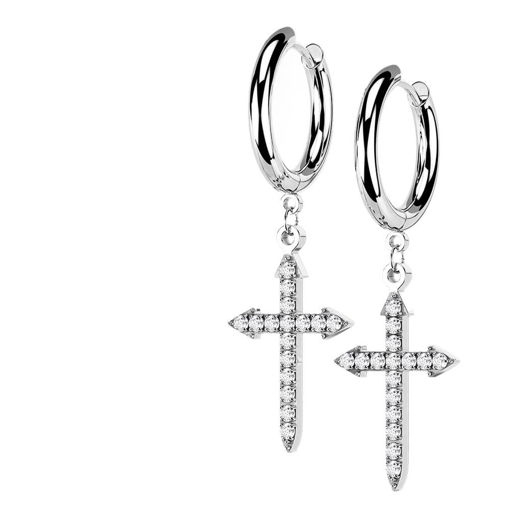 Bouton d'Oreille Pendentif Croix Zircone - Image 7