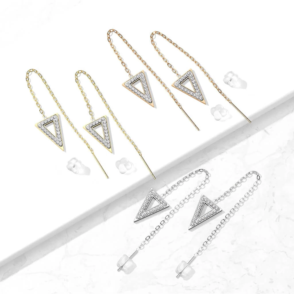 Bouton d'Oreille Pendentif Triangle Zircone - Image 5