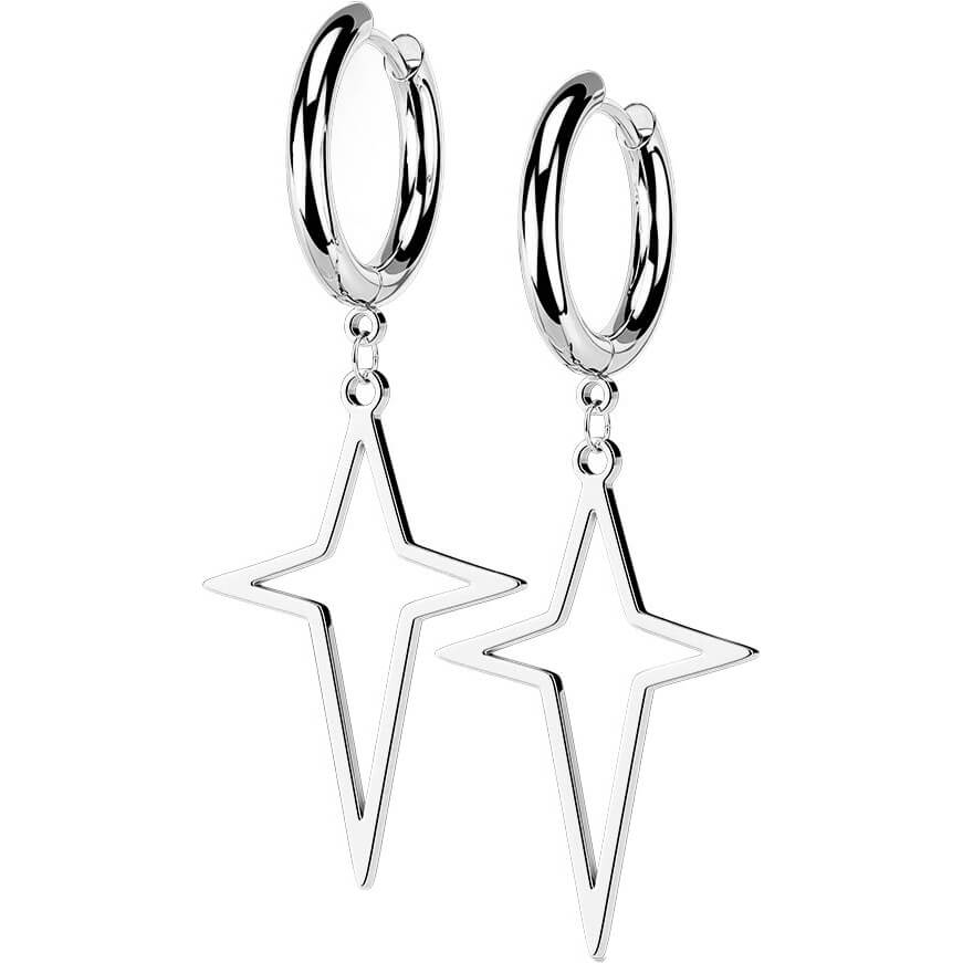 Boucle d'Oreille 316L Boucles d'Oreilles Créoles Étoile Croix Pendent 1 Paire Cliqueur