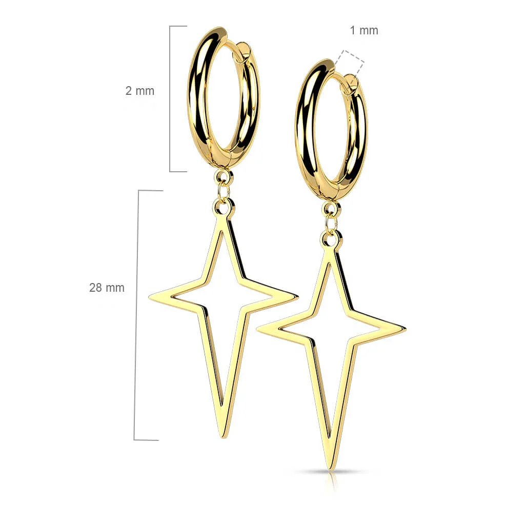 Boucle d'Oreille 316L Boucles d'Oreilles Créoles Étoile Croix Pendent 1 Paire Cliqueur - Image 2