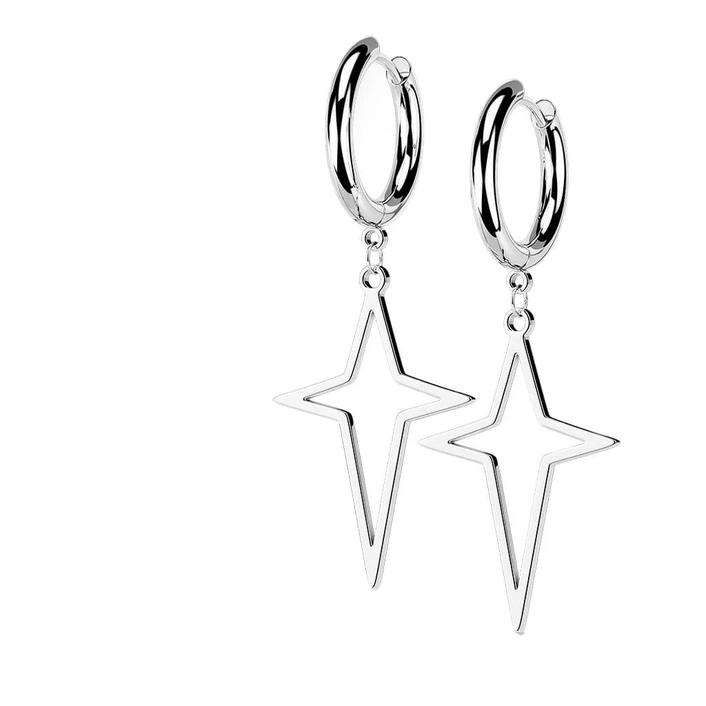 Boucle d'Oreille 316L Boucles d'Oreilles Créoles Étoile Croix Pendent 1 Paire Cliqueur - Image 7