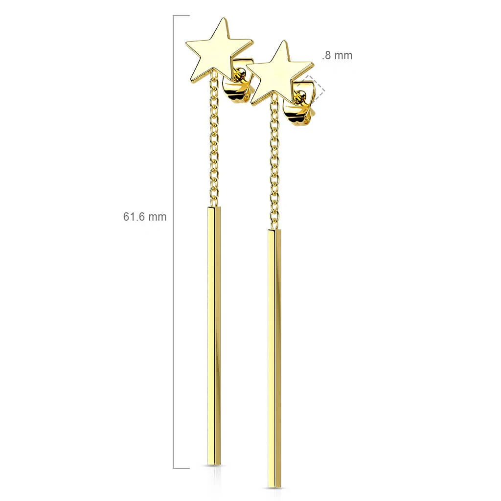 Bouton d'Oreille Étoile Pendentif Chaîne Barre - Image 2