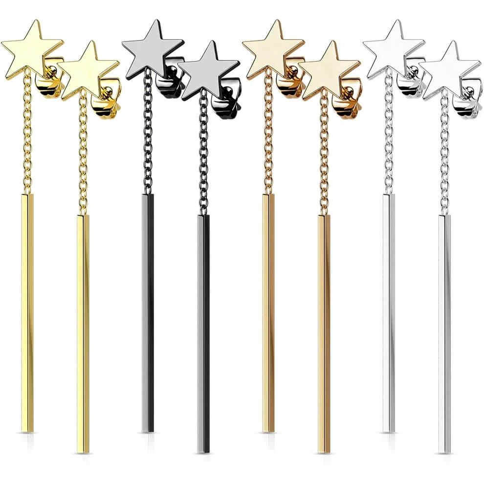 Bouton d'Oreille Étoile Pendentif Chaîne Barre - Image 3