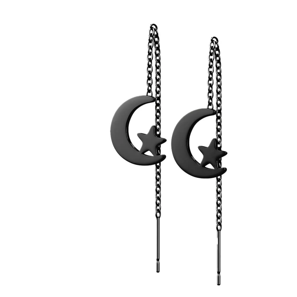 Bouton d'Oreille Pendentif Lune Étoile Chaîne - Image 5