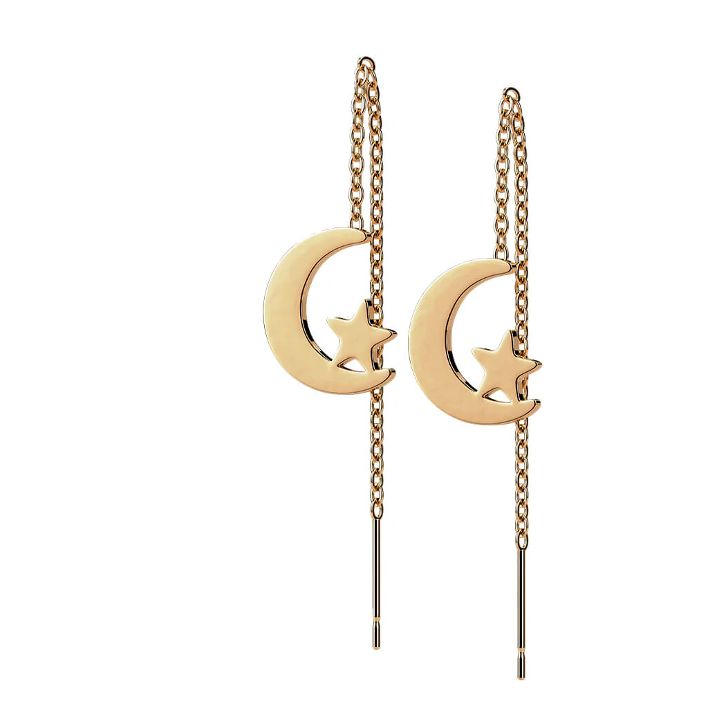 Bouton d'Oreille Pendentif Lune Étoile Chaîne - Image 6