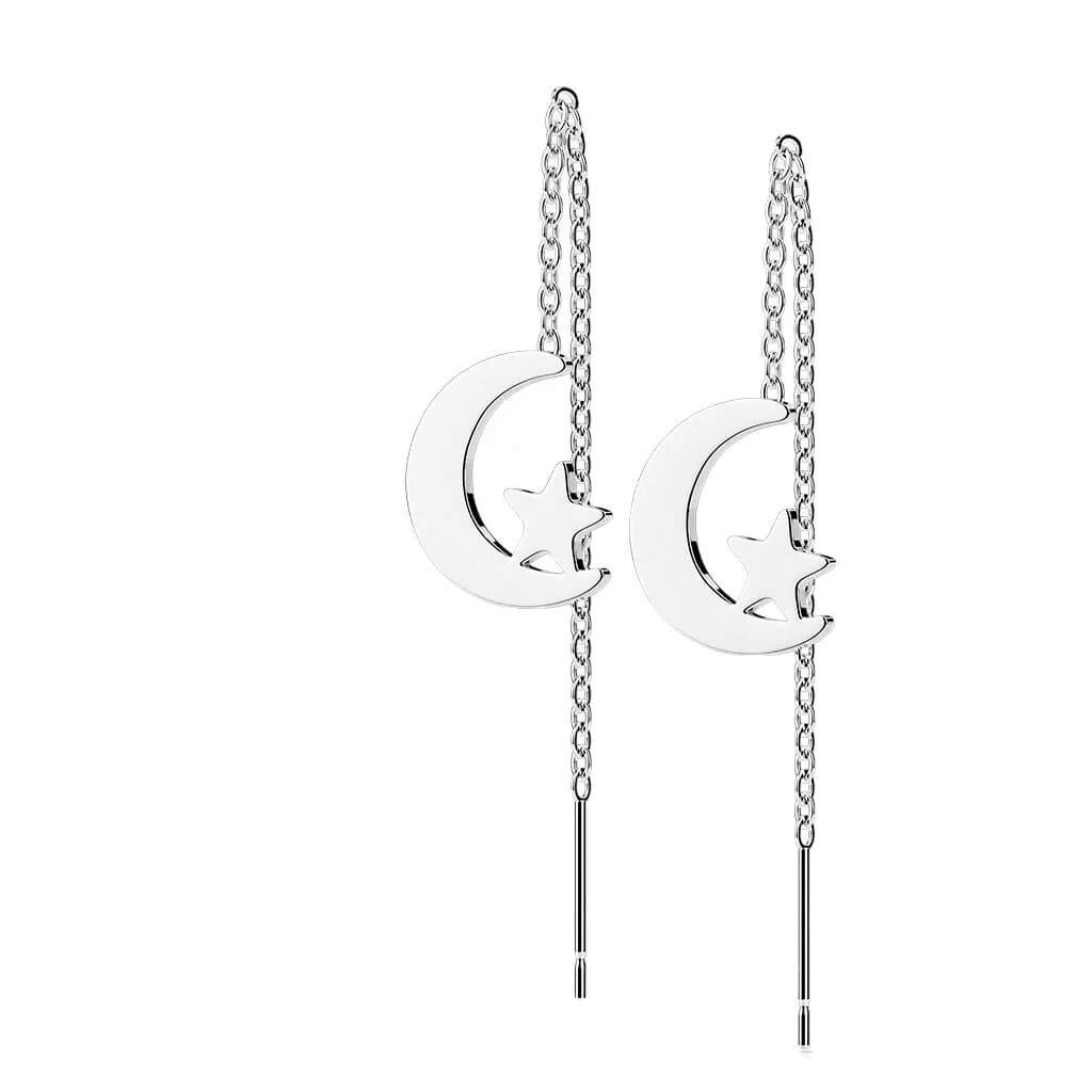 Bouton d'Oreille Pendentif Lune Étoile Chaîne - Image 7