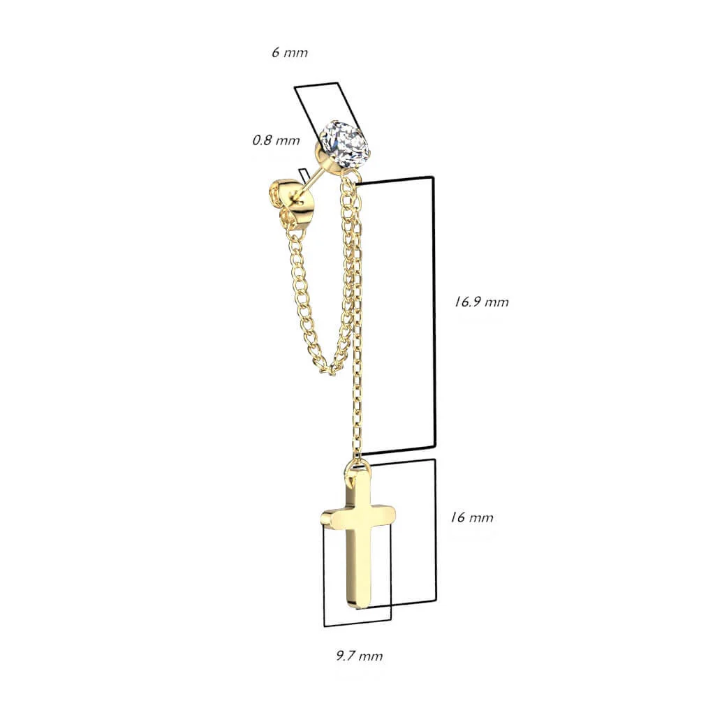 Bouton d'Oreille Pendentif Chaîne Croix - Image 2