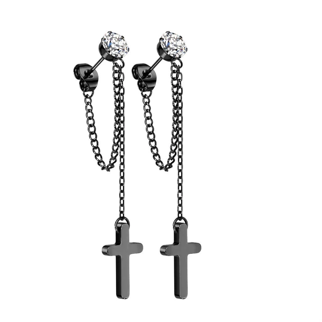 Bouton d'Oreille Pendentif Chaîne Croix - Image 4