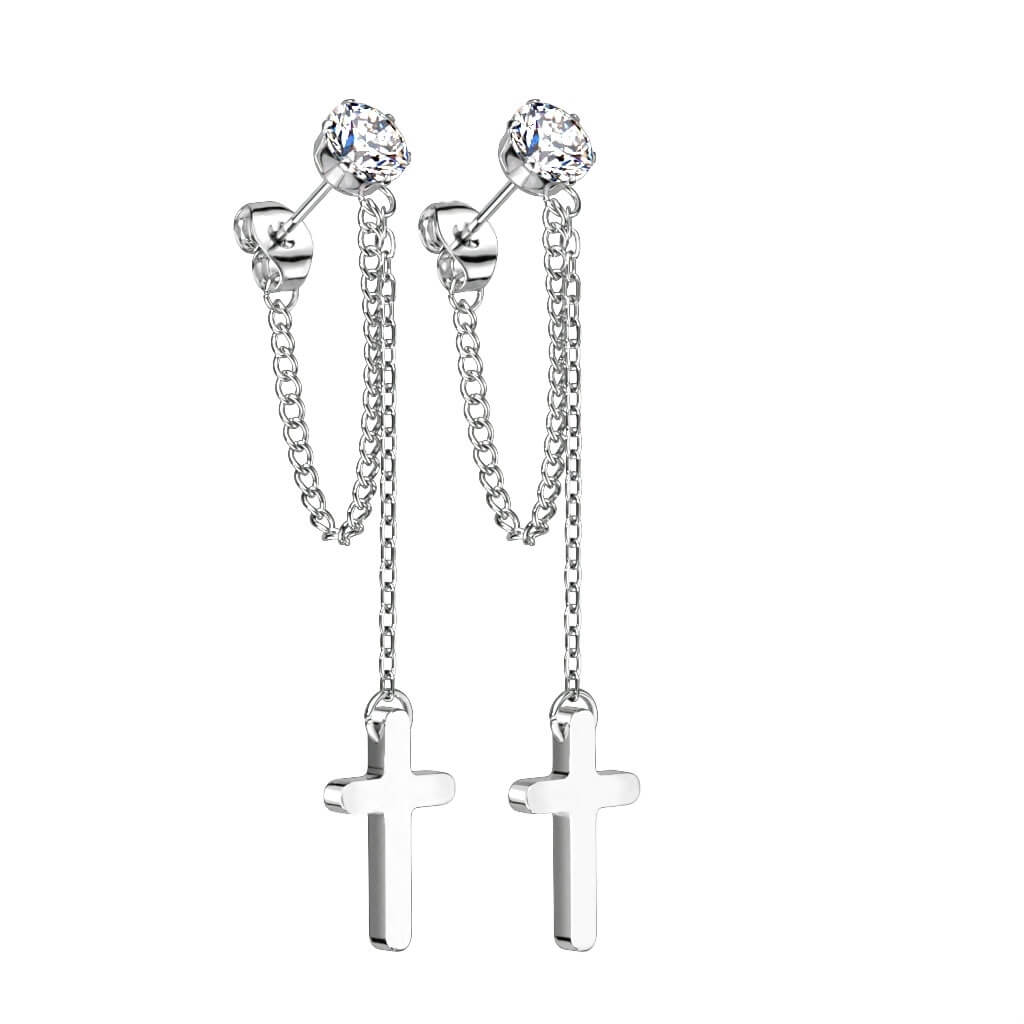 Bouton d'Oreille Pendentif Chaîne Croix - Image 5