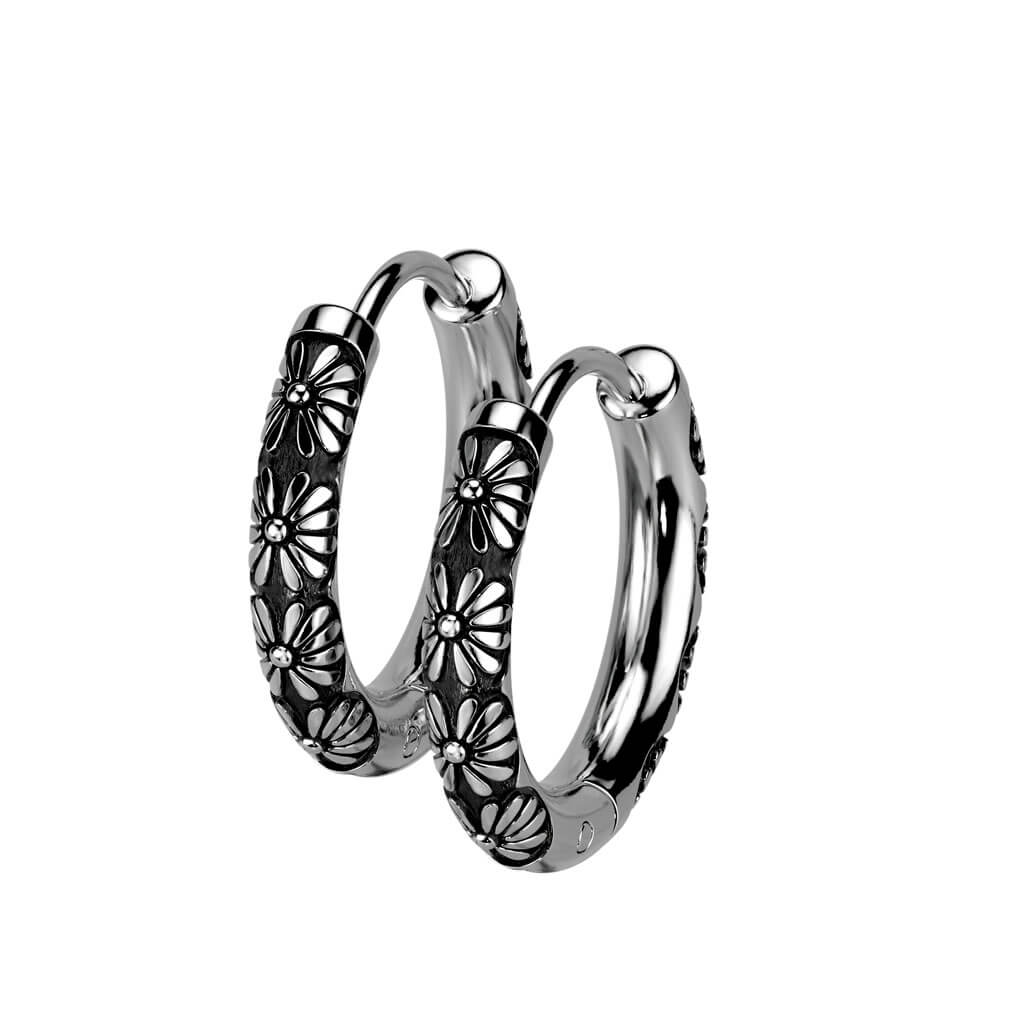 Boucle d'Oreille Fleurs Argent Cliqueur - Image 2