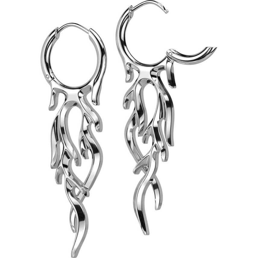 Boucle d'Oreille 316L Boucles d'Oreilles Créoles Charnière Flamme 1 Paire Cliqueur