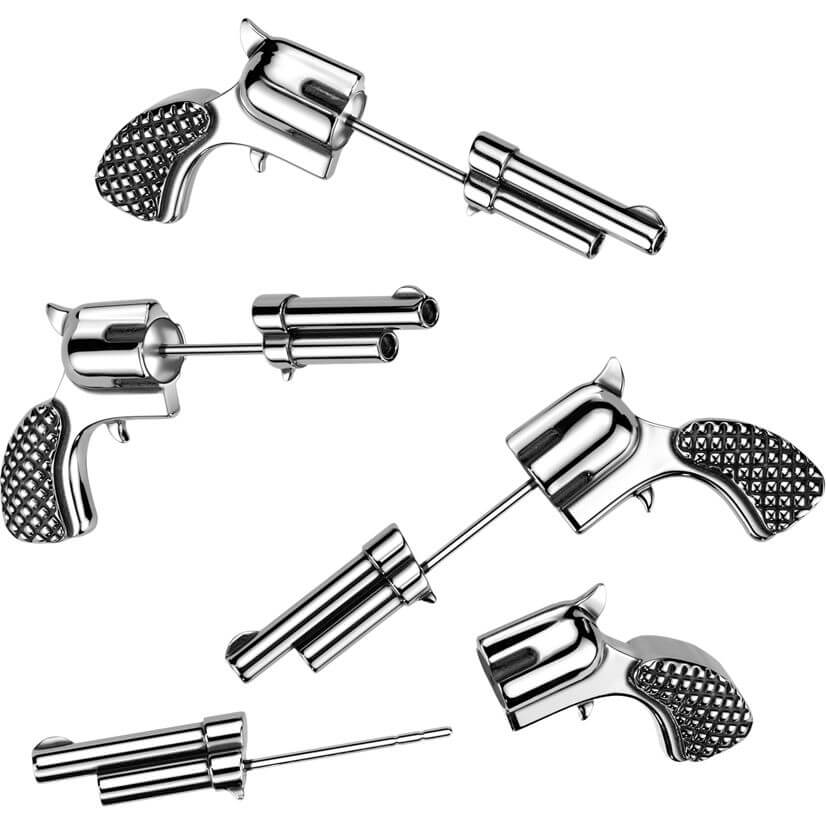 Boucle d'Oreille pistolet revolver - Image 3