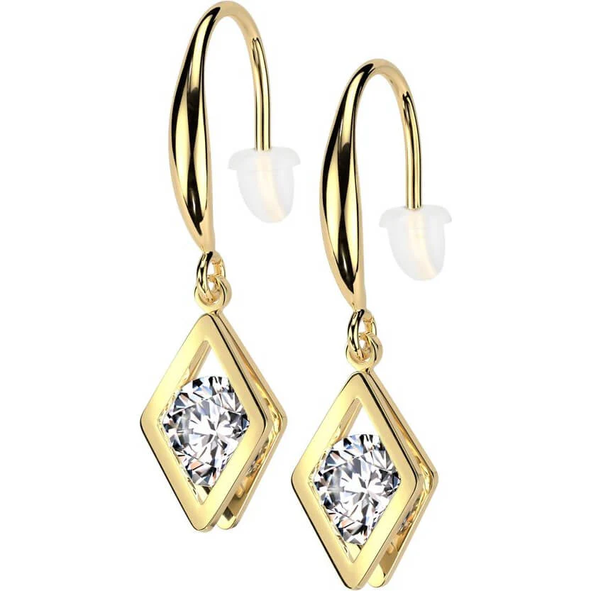 Boucle d'Oreille Pendentif Diamant Creux Zircone