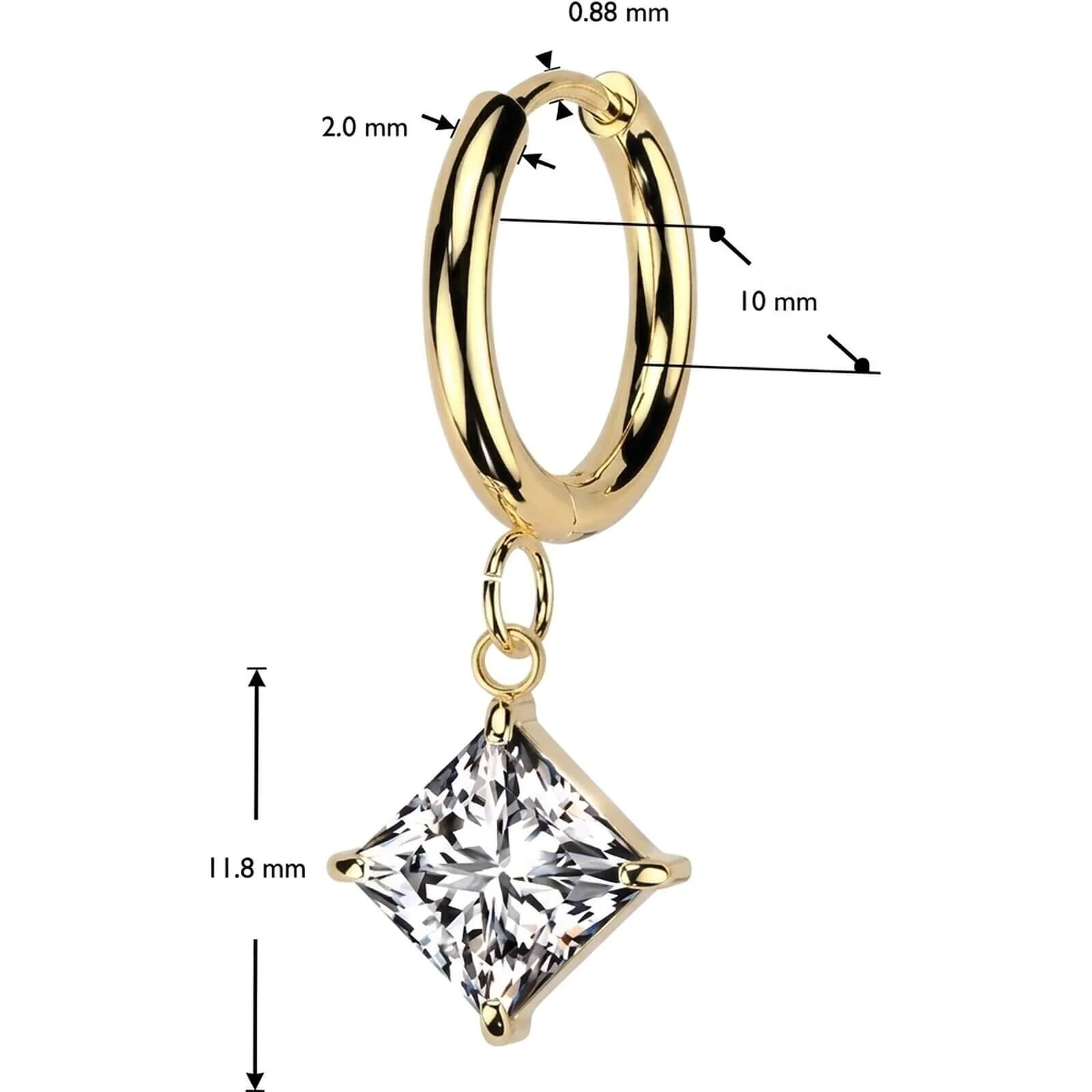 Boucle d'Oreille carré zircone pendentif - Image 2