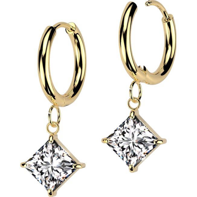 Boucle d'Oreille carré zircone pendentif - Image 4