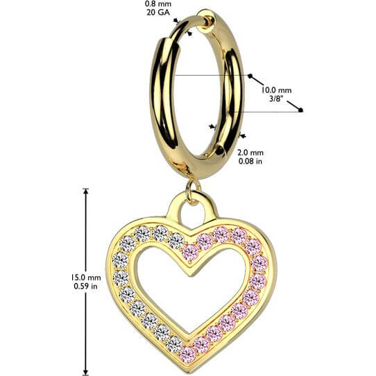 Boucle d'Oreille cœur zircome pendentif - Image 2