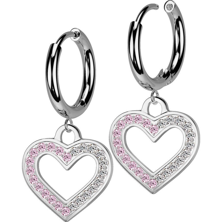 Boucle d'Oreille cœur zircome pendentif - Image 4