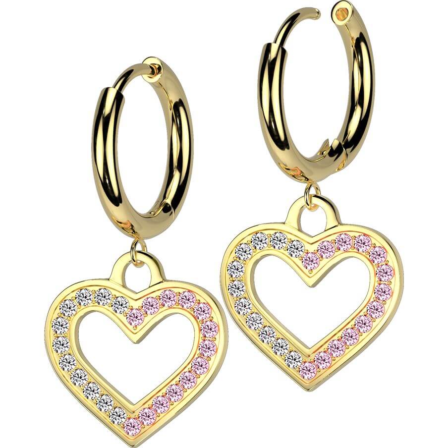 Boucle d'Oreille cœur zircome pendentif - Image 5