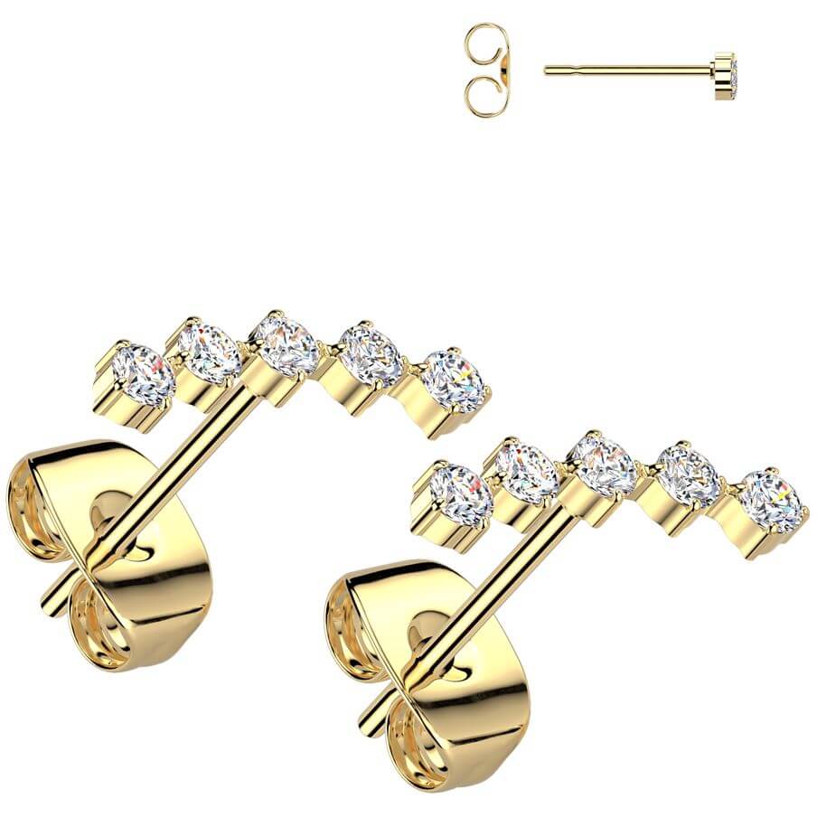 Boucle d'Oreille 5 zircones rondes - Image 3