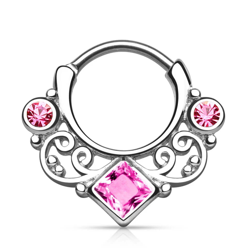 Septum Clicker Zircone Carrée Argent Cliqueur - Image 3