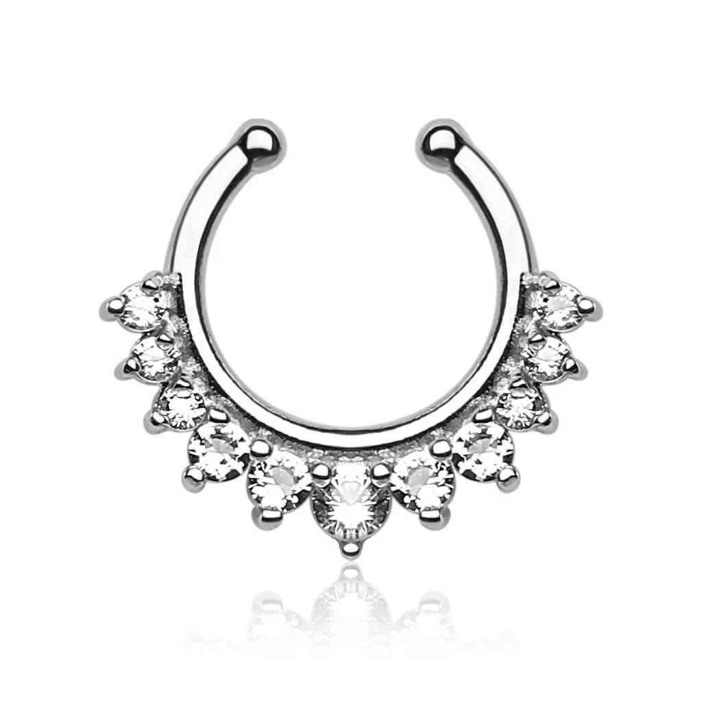 Faux Piercing au nez Septum 11 Zircone Pliable - Image 4