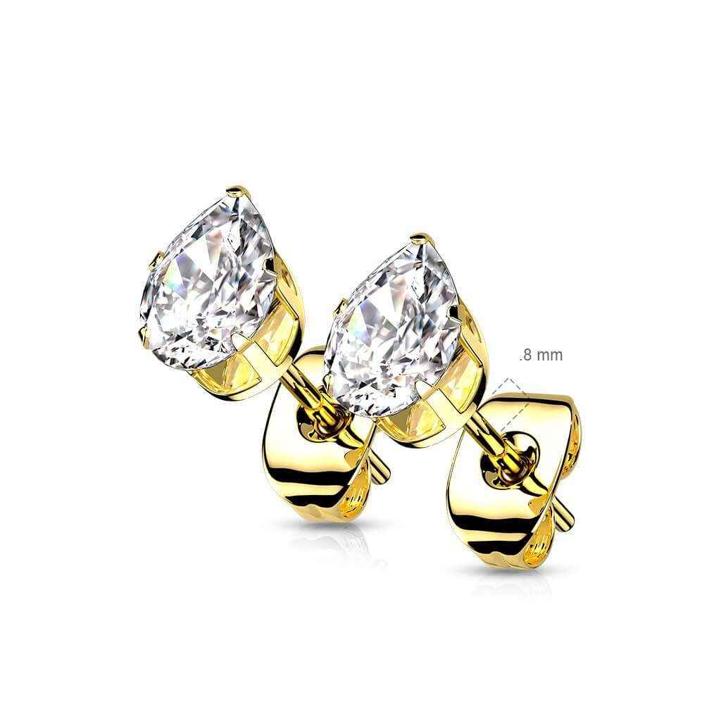 Bouton d'Oreille 316L Clous d'oreilles Goutte d'eau Zircone Cubique 1 Paire - Image 2