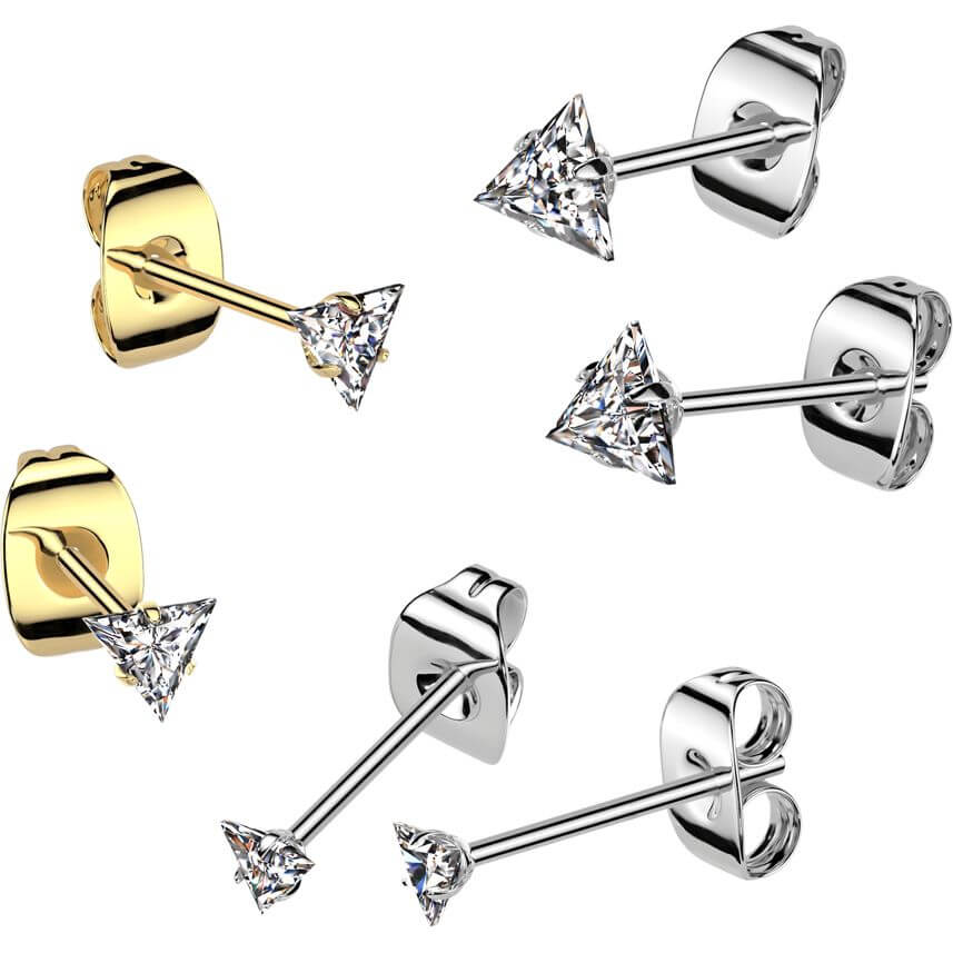 Boucle d'Oreille sertissage triangle zircone - Image 3