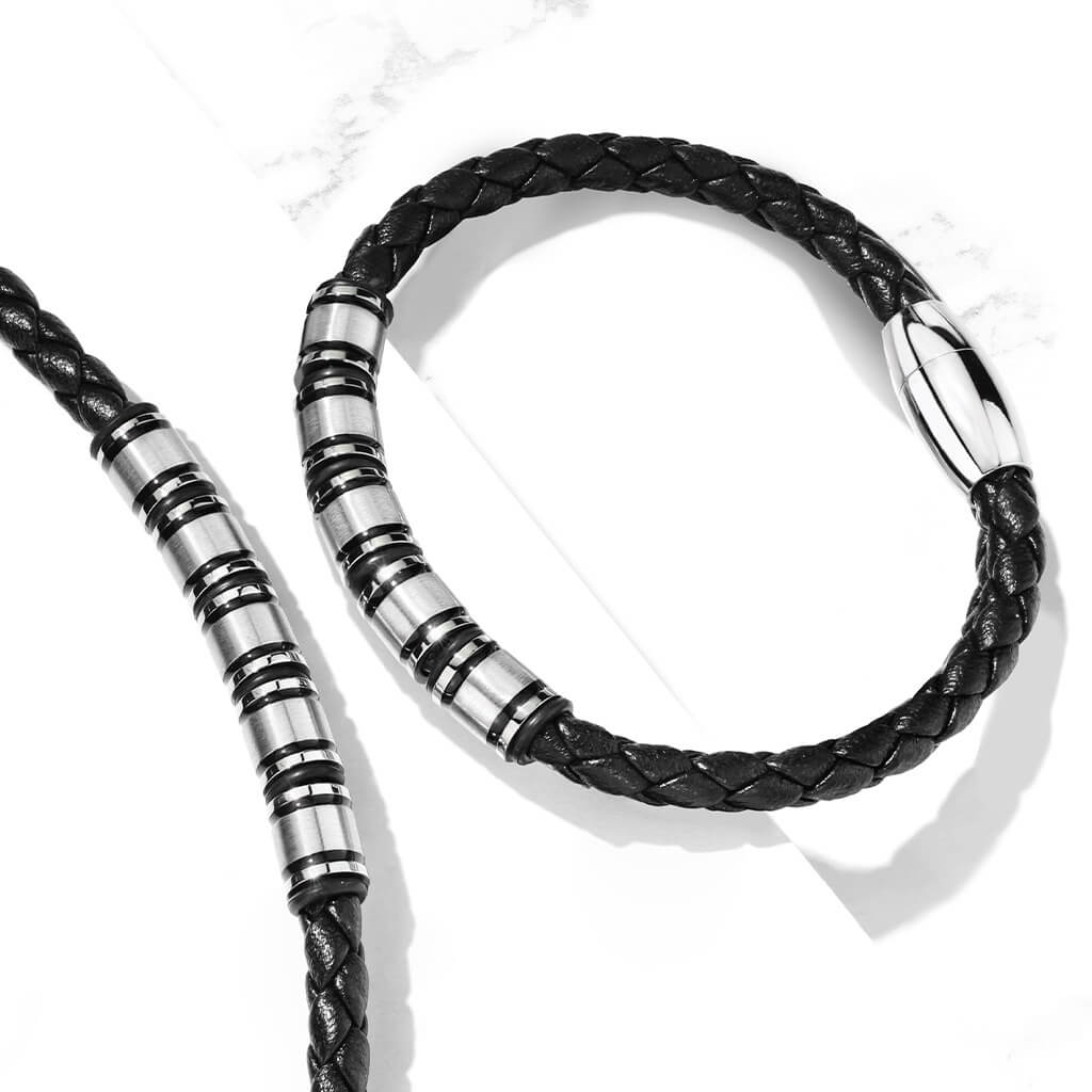 Bracelet Noir Argent Aimant - Image 3