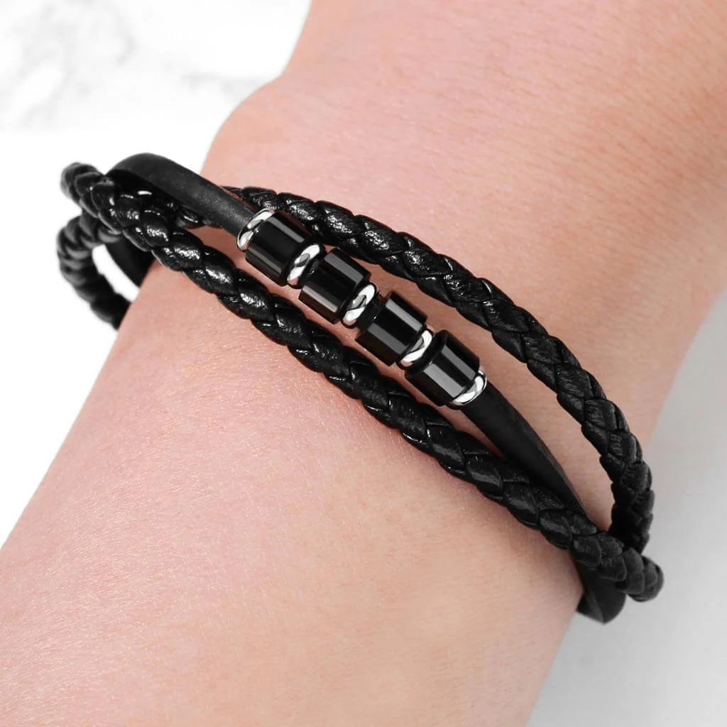 Bracelet Tressé Noir Aimant - Image 2