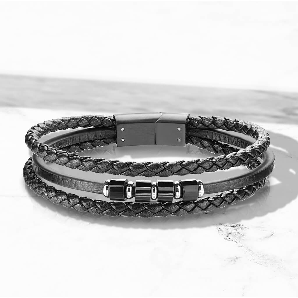 Bracelet Tressé Noir Aimant - Image 4