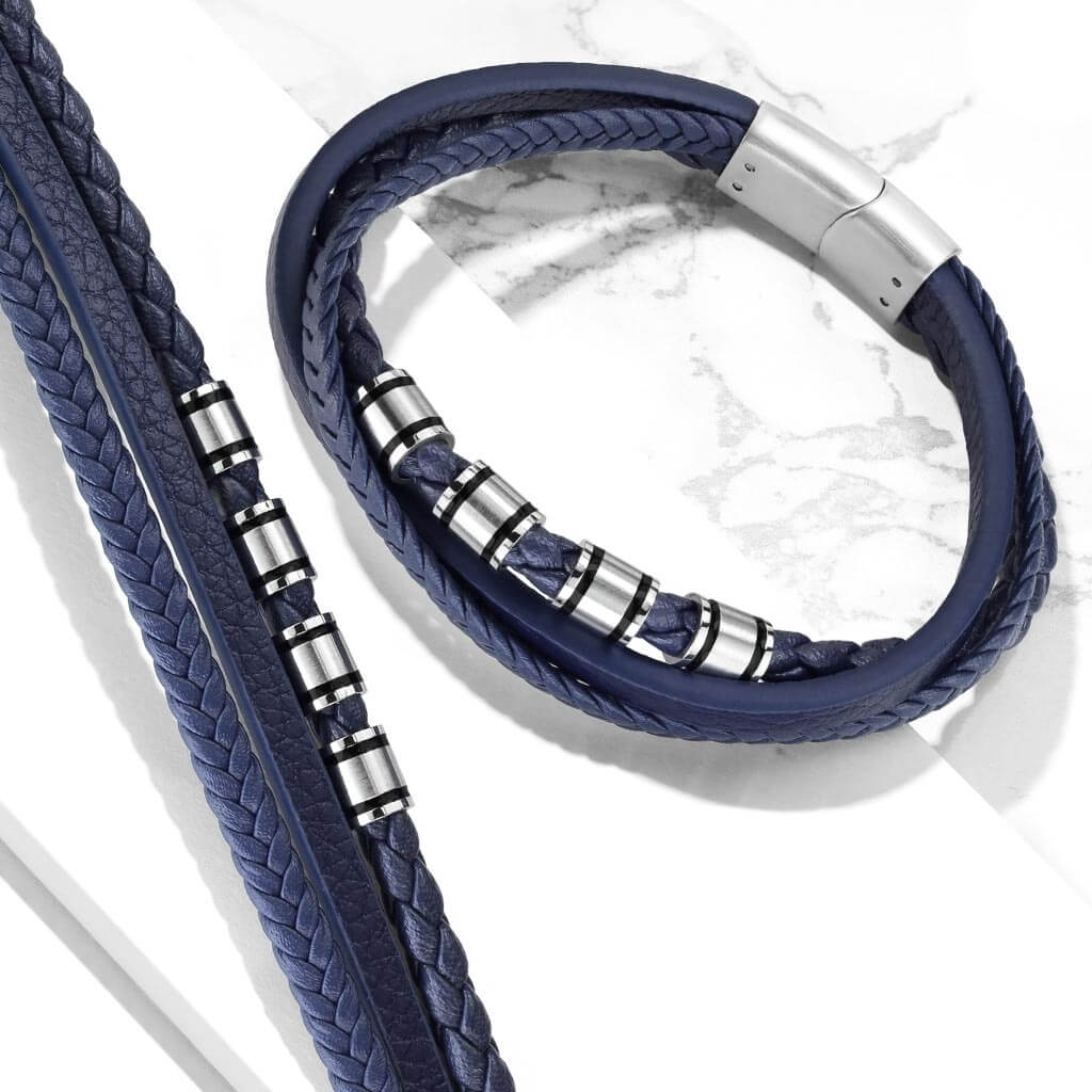 Bracelet Tressé Bleu Foncé Aimant - Image 3