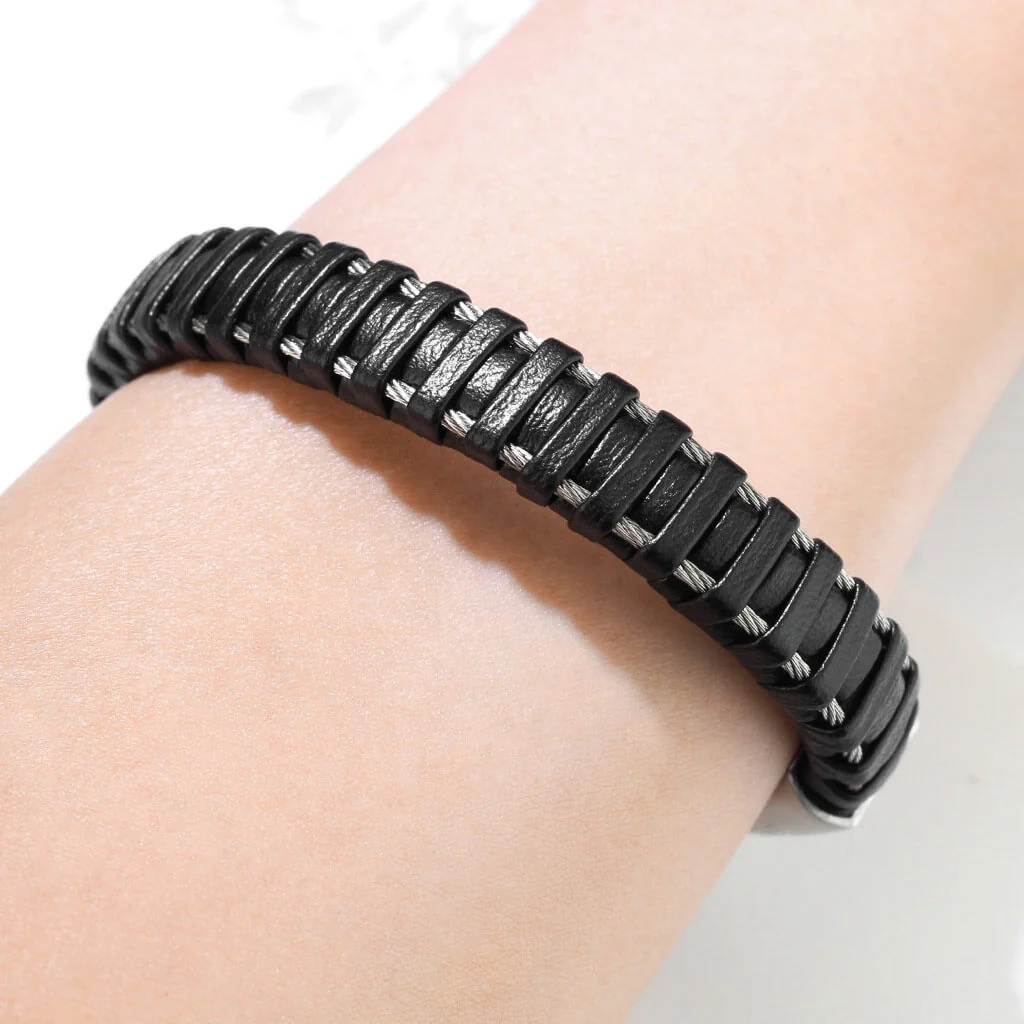 Bracelet Noir Argent Aimant - Image 2
