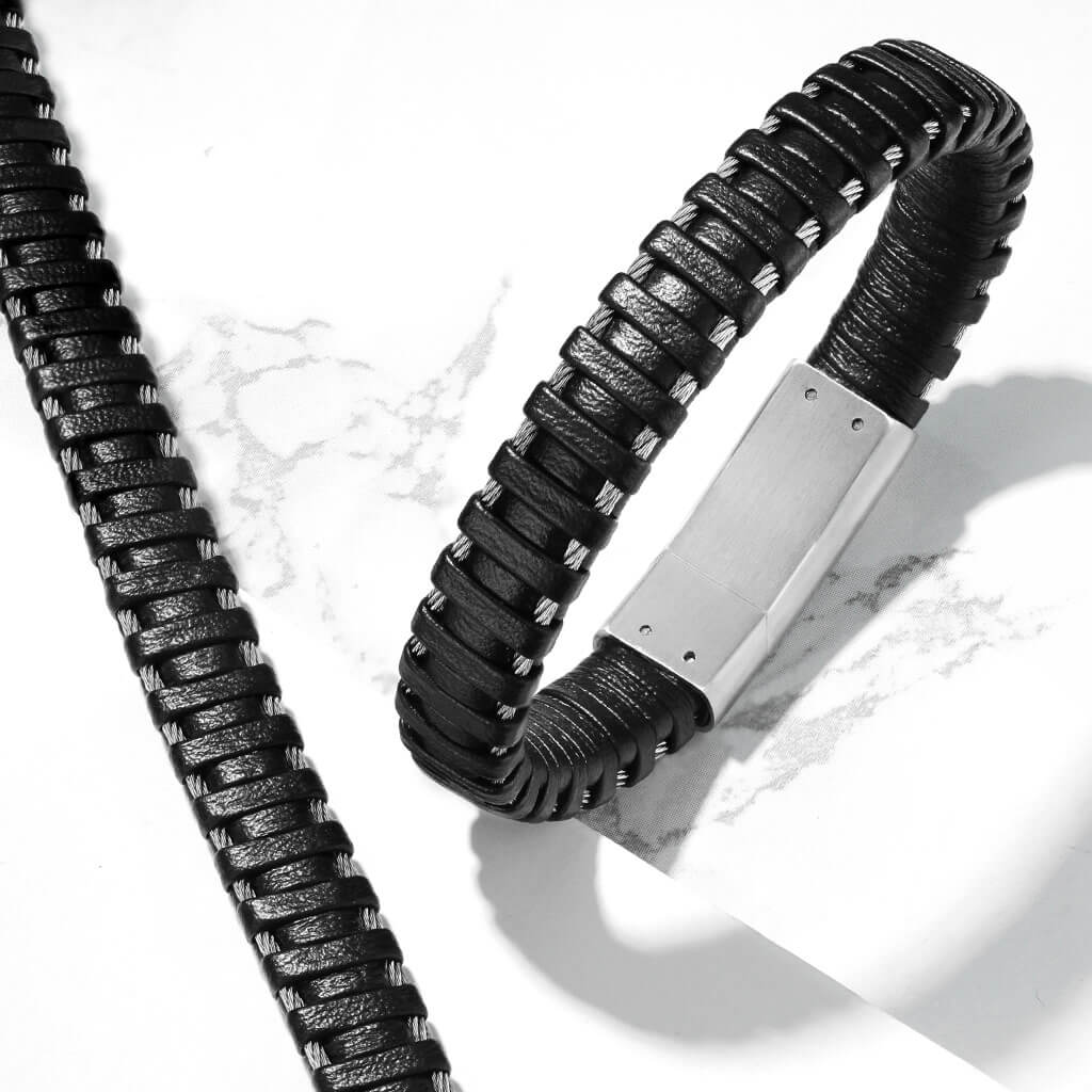 Bracelet Noir Argent Aimant - Image 3