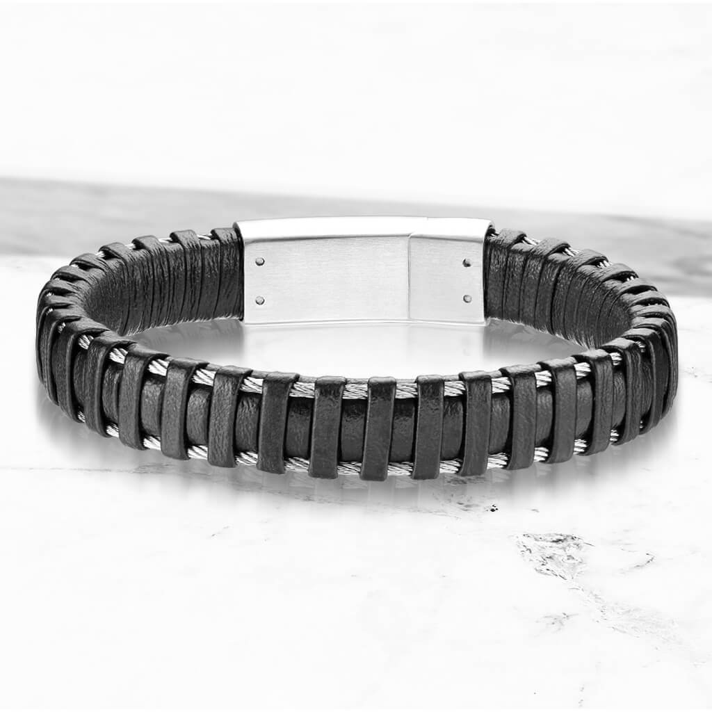 Bracelet Noir Argent Aimant - Image 4