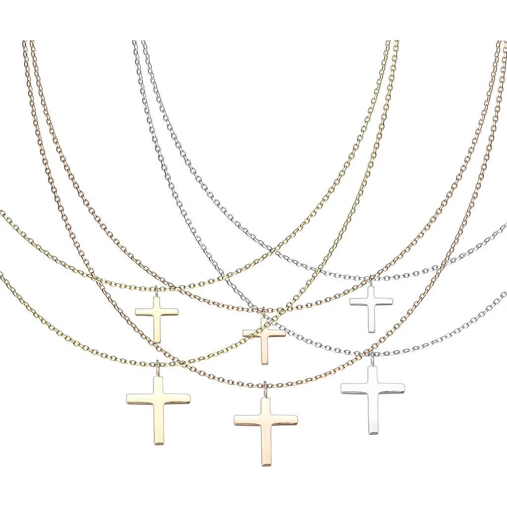 Collier 316L Collier Pendentifs Croix Dégradés Double Couche - Image 2