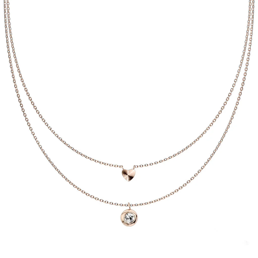 Collier Bille et Cœur Superposé Zircone - Image 4