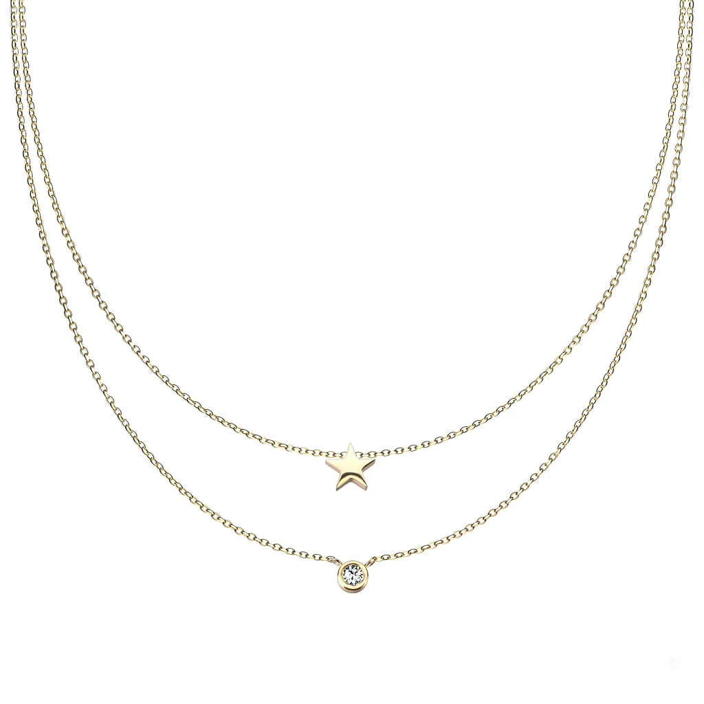 Collier Bille Étoile Zircone Superposé - Image 3