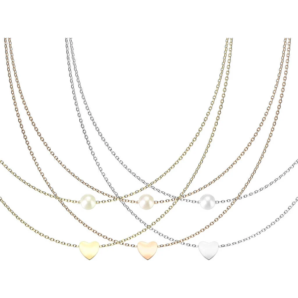Collier Coeur Perle Superposé - Image 2