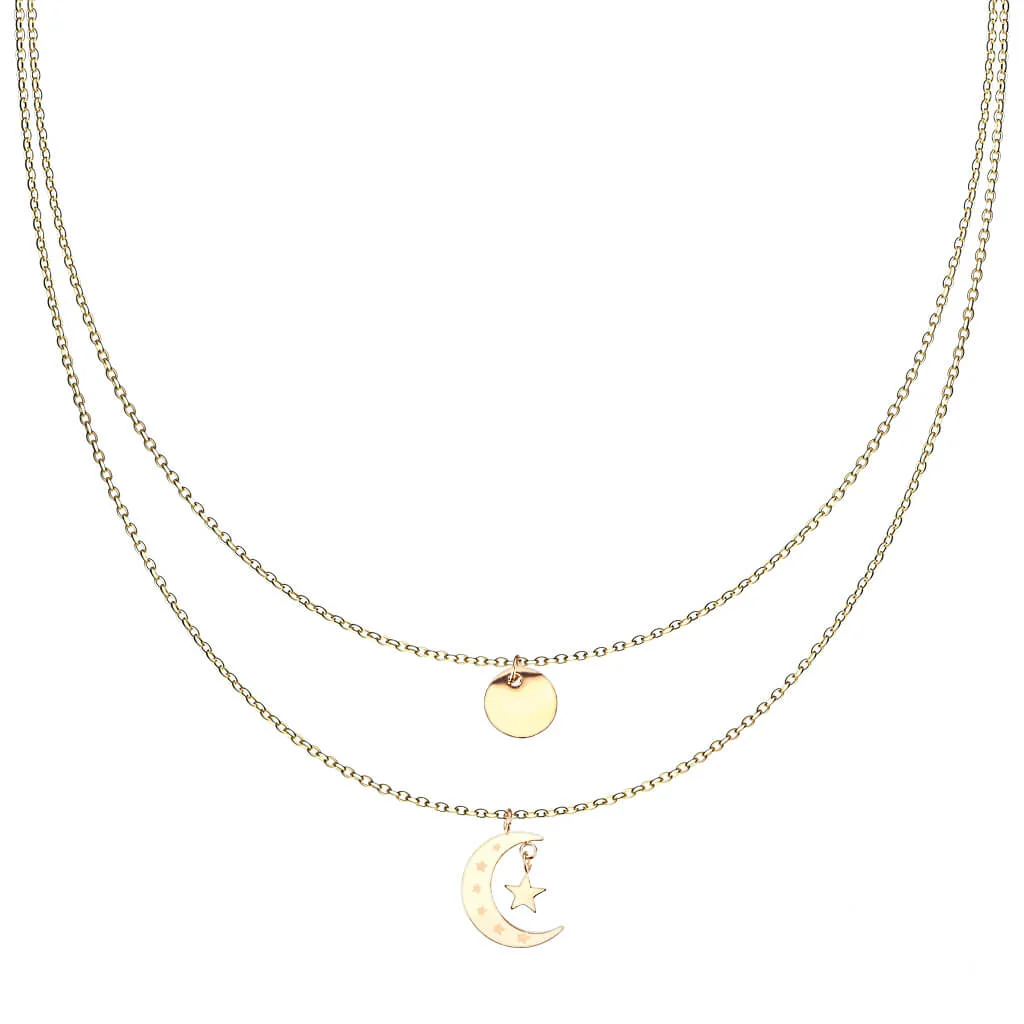 Collier Étoile Lune Rond Superposé - Image 3