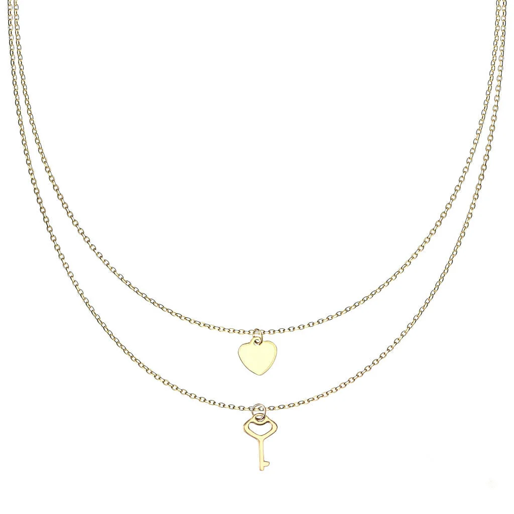 Collier Clé Cœur Superposé - Image 3