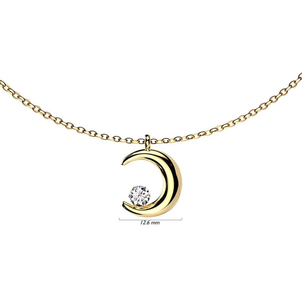 Collier Pendentif Lune Zircone - Image 2